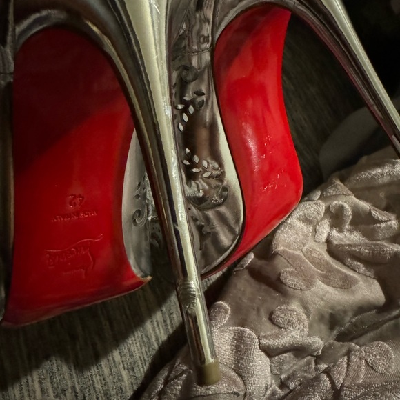 Christian Louboutin Silver Lace-Up Heels - Picture 5 of 6